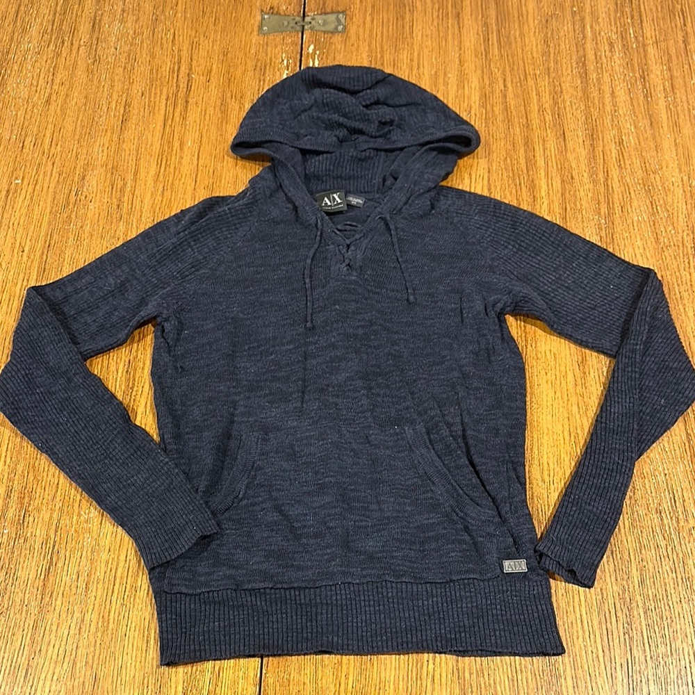 ARMANI EXCHANGE Men’s Blue Light Sweater Hoodie